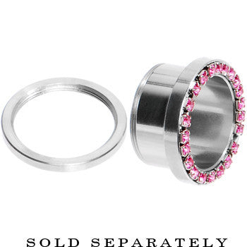 9/16 Stainless Steel Pink Gem Screw Fit Tunnel