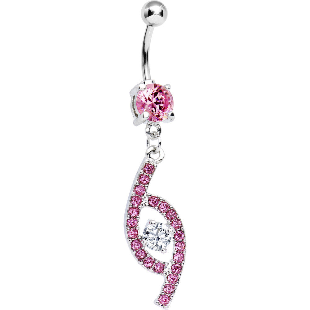 Pink CZ Flawless Fashion Dangle Belly Ring