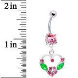 Pink CZ Fairy Tale Heart Belly Ring