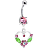 Pink CZ Fairy Tale Heart Belly Ring