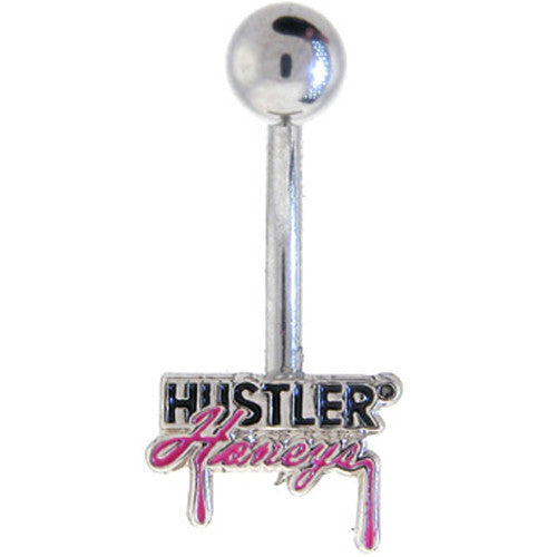 Pink and Black HUSTLER HONEY'S Logo Belly Ring