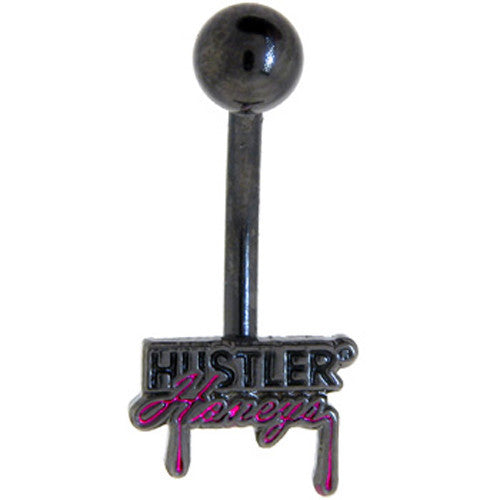 Black Steel HUSTLER HONEY'S Logo Belly Ring