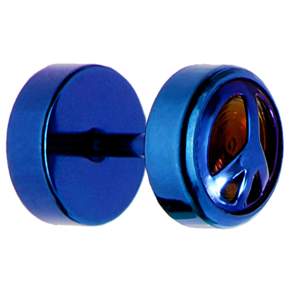 Blue Anodized Titanium Peace Sign Cheater Plug