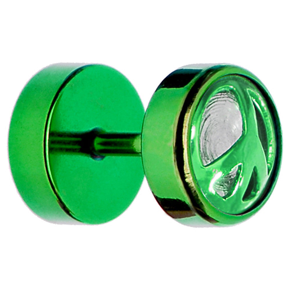 Green Anodized Titanium Peace Sign Cheater Plug