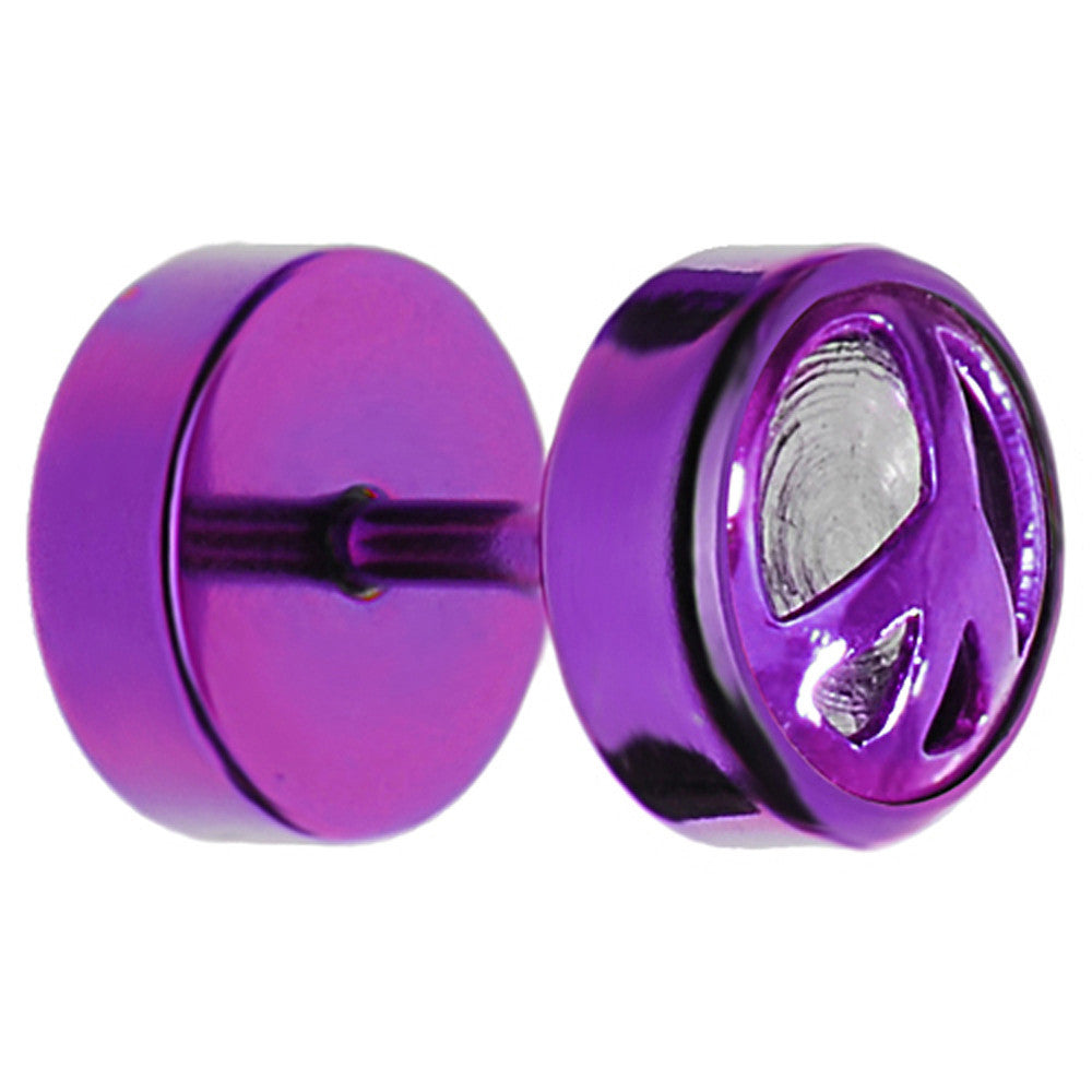 Purple Anodized Titanium Peace Sign Cheater Plug