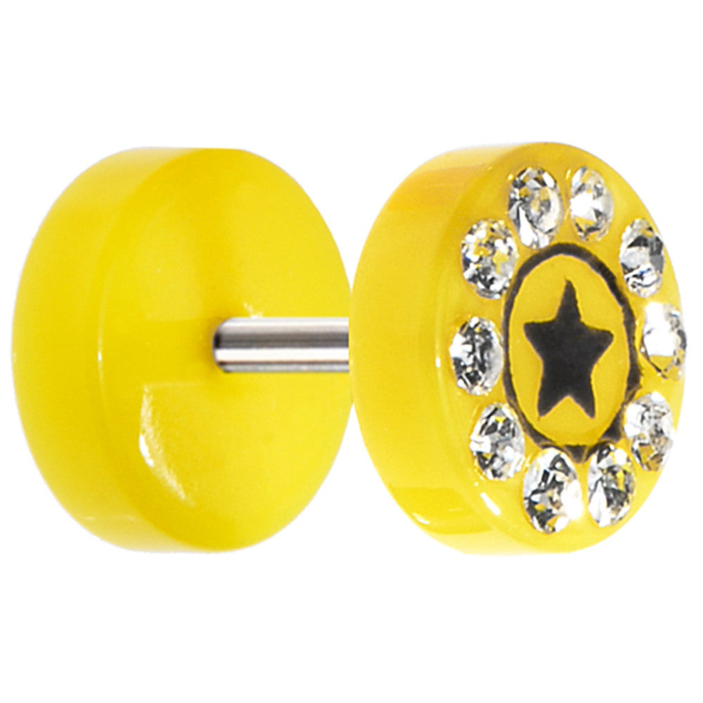 Yellow Acrylic Jeweled Star Cheater Plug