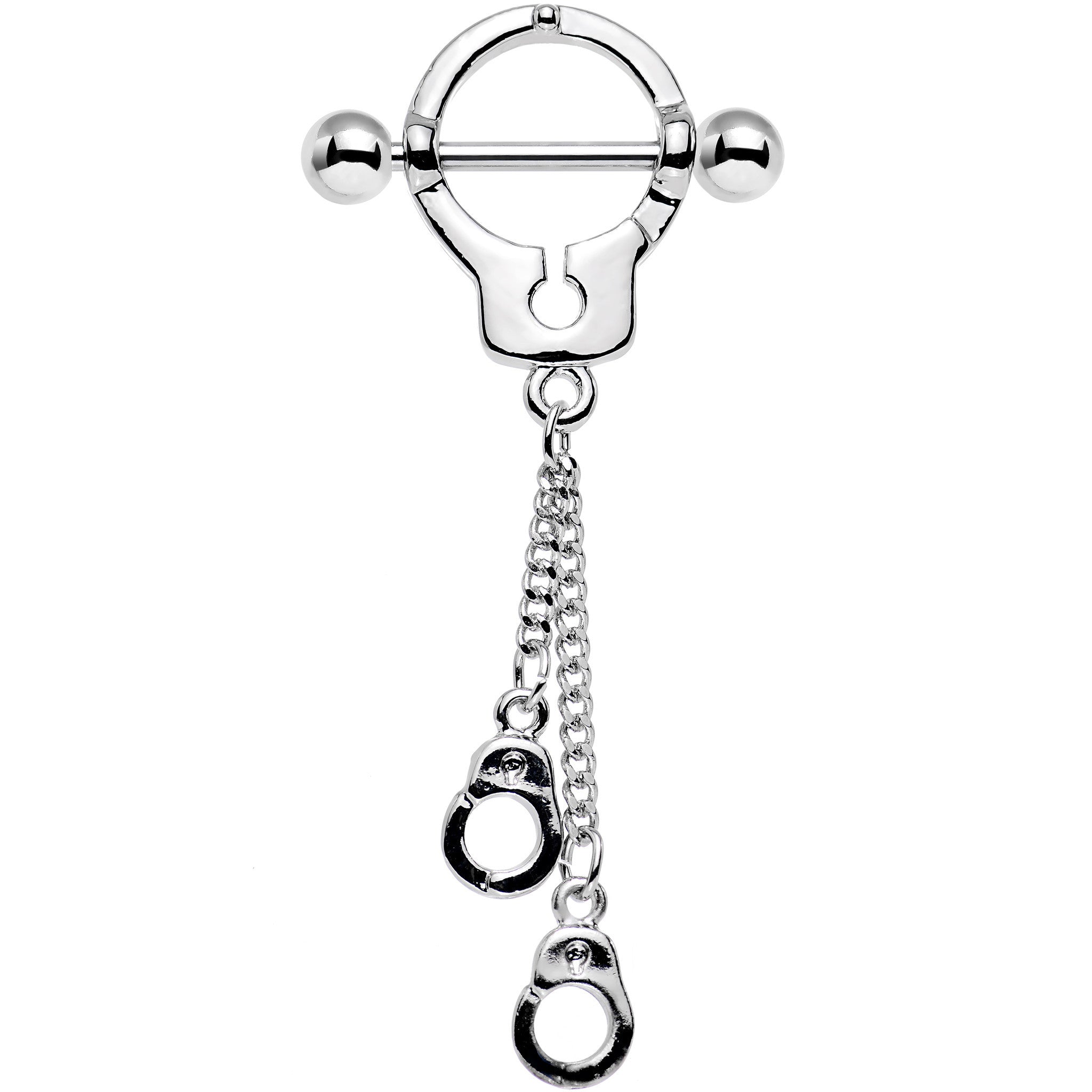 14G 5/8 Hold Me In Handcuffs Dangle Nipple Shield Set