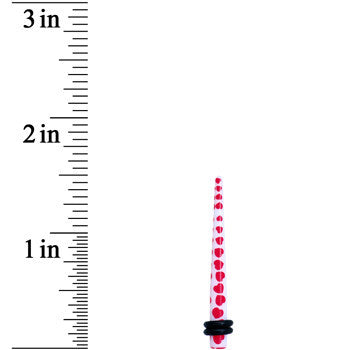 6G White Red Heart Acrylic Ear Taper