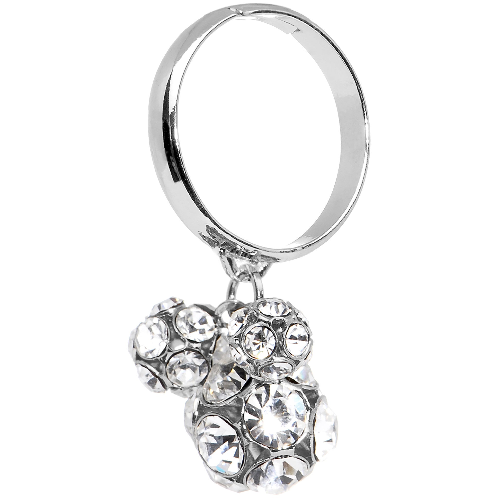 Clear Gem Cluster Dangle Adjustable Ring