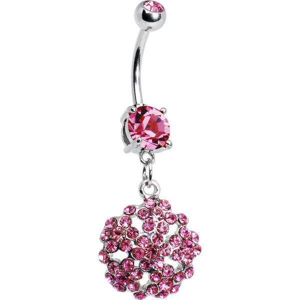 Pink Gem Bouquet of Flowers Belly Ring