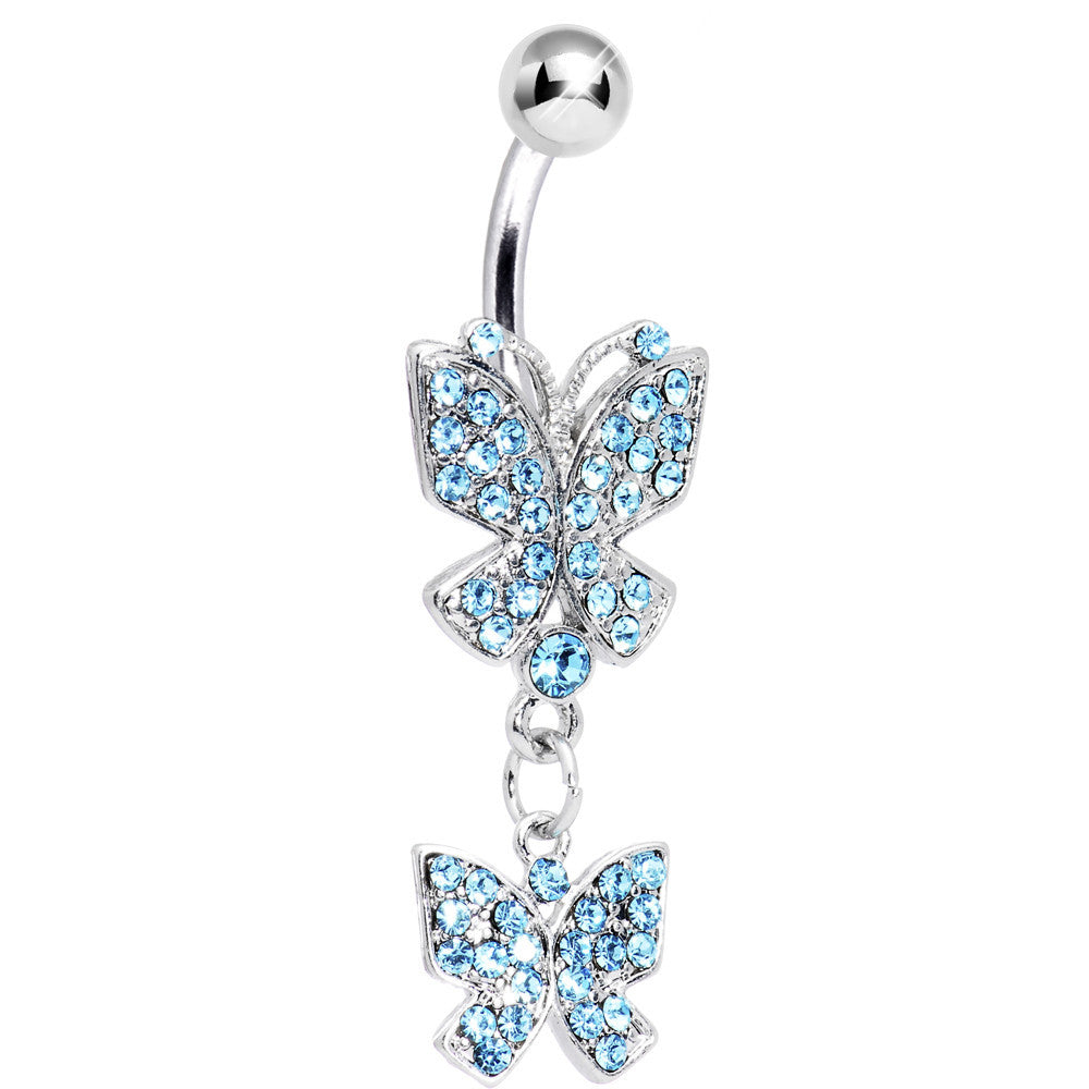 Aqua Gem Dual Delights Butterfly Belly Ring