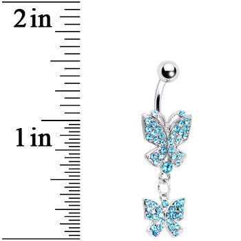 Aqua Gem Dual Delights Butterfly Belly Ring
