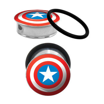3/4 Captain America Steel Tunnel Plugs Set
