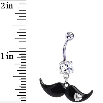 Clear Heart Mustache Belly Ring
