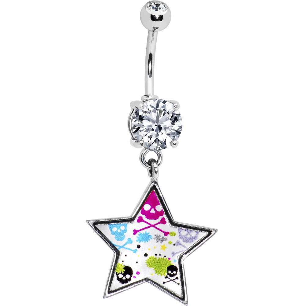Paint Splatter Star Skull Belly Ring