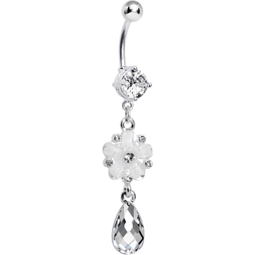 Crystalline Gem Delightful Daisy Flower Belly Ring