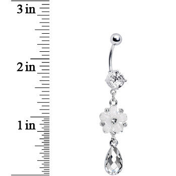 Crystalline Gem Delightful Daisy Flower Belly Ring