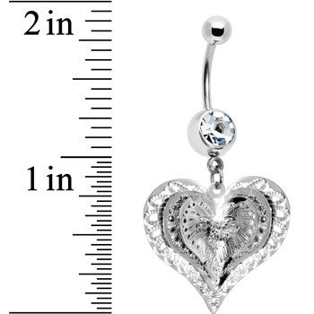 Clear Gem Love at First Sight Heart Belly Ring