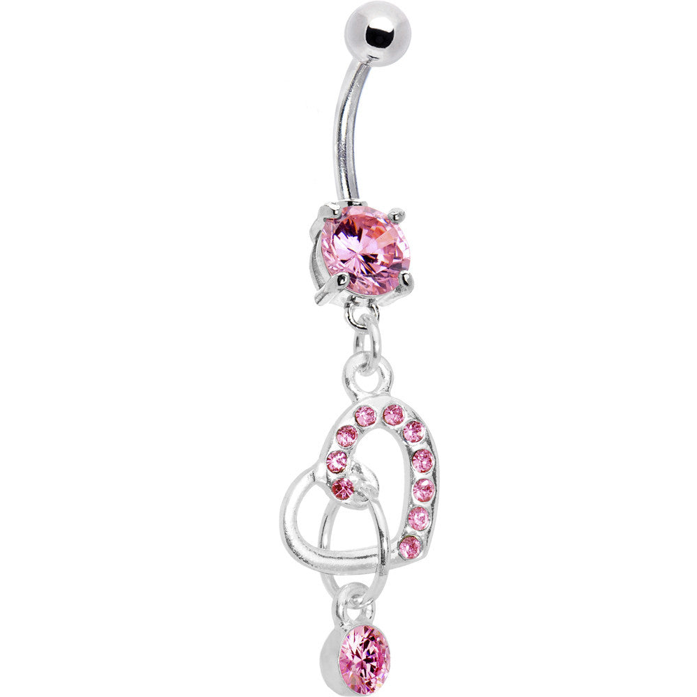 Pink Gem Charming Heart Dangle Belly Ring