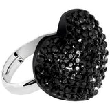 Black Sparkler Heart Adjustable Ring