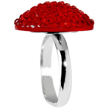 Red Sparkler Round Adjustable Ring