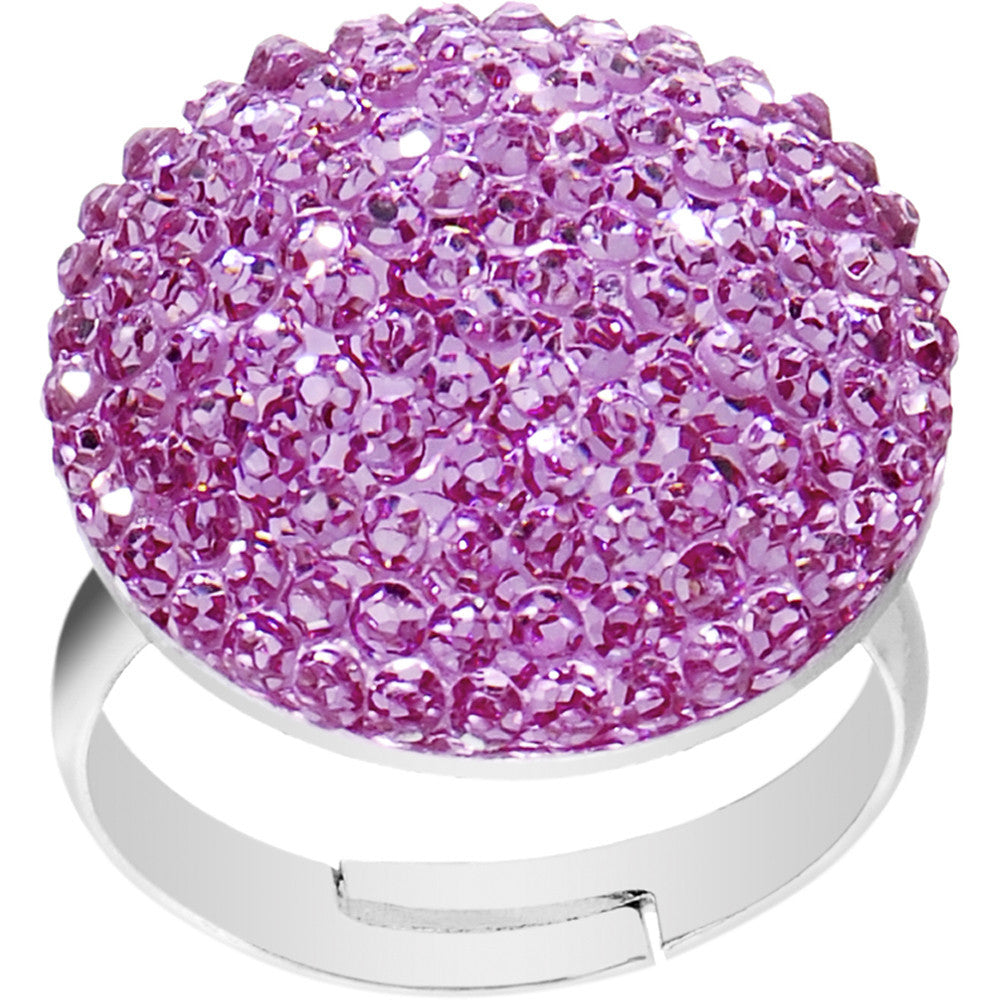 Purple Sparkler Round Adjustable Ring