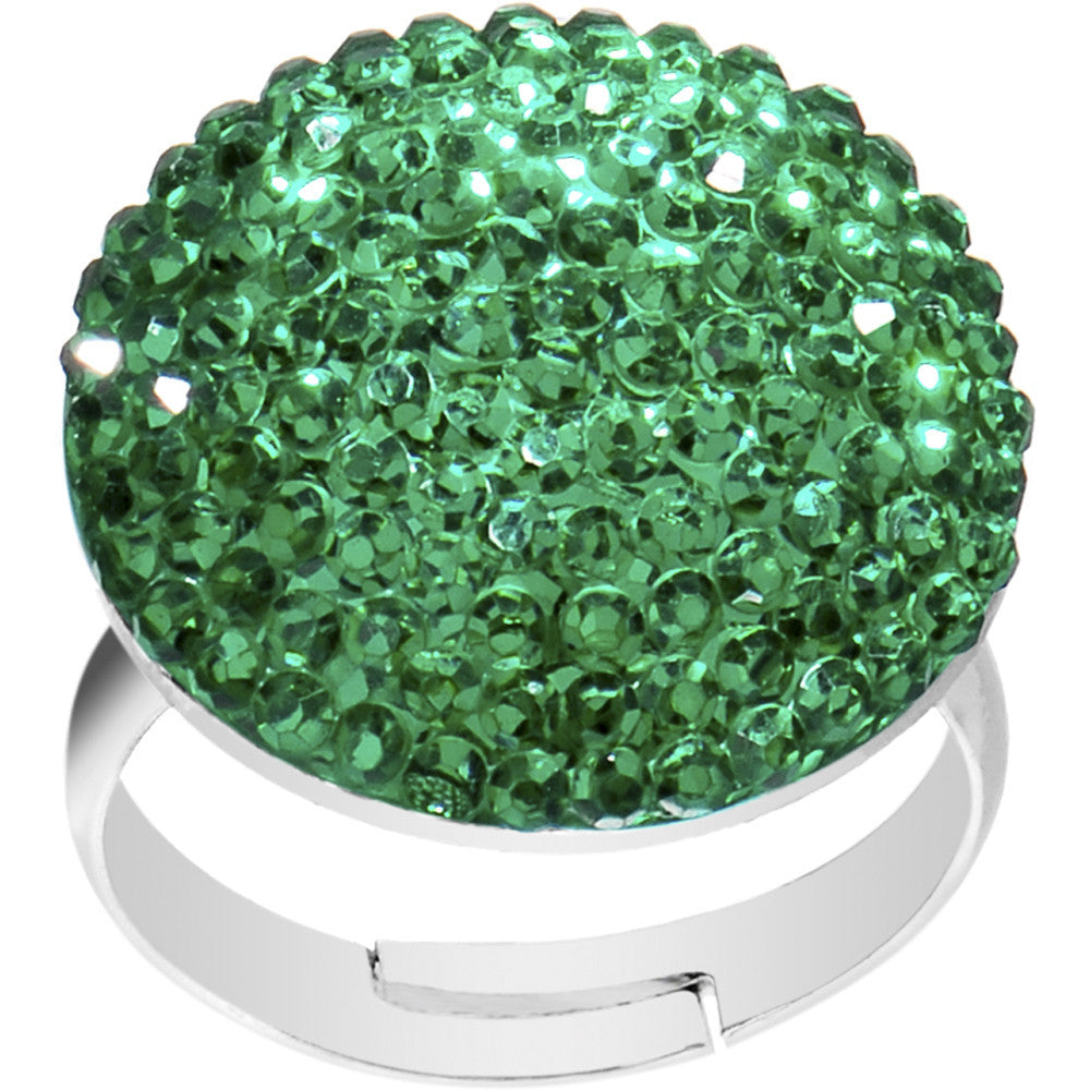 Emerald Green Sparkler Round Adjustable Ring