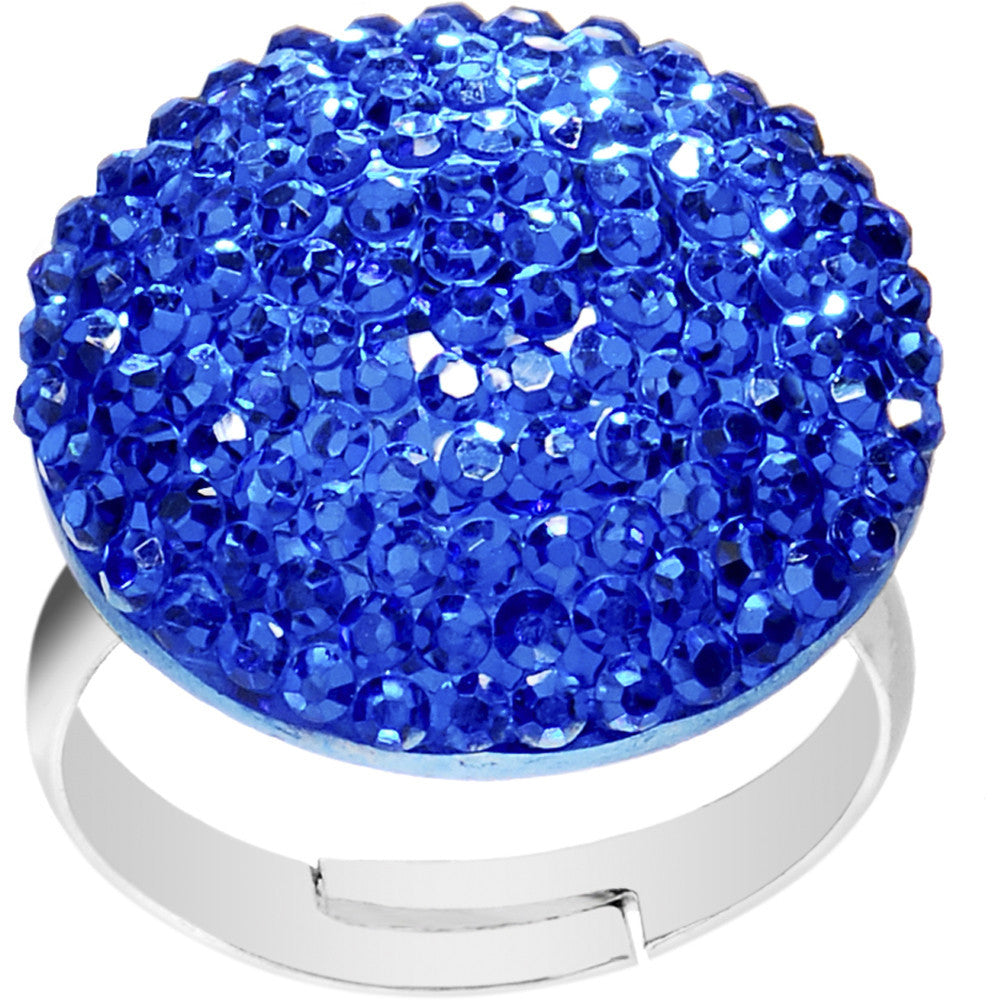 Blue Sparkler Round Adjustable Ring