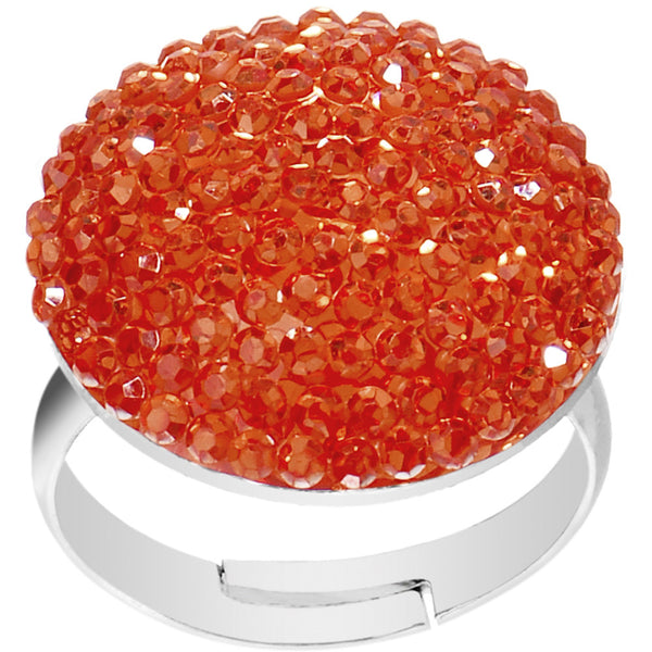 Orange Sparkler Round Adjustable Ring