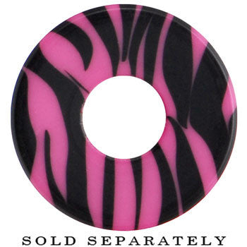 2 Gauge Pink and Black Zebra Striped Acrylic Threaded Tunnel