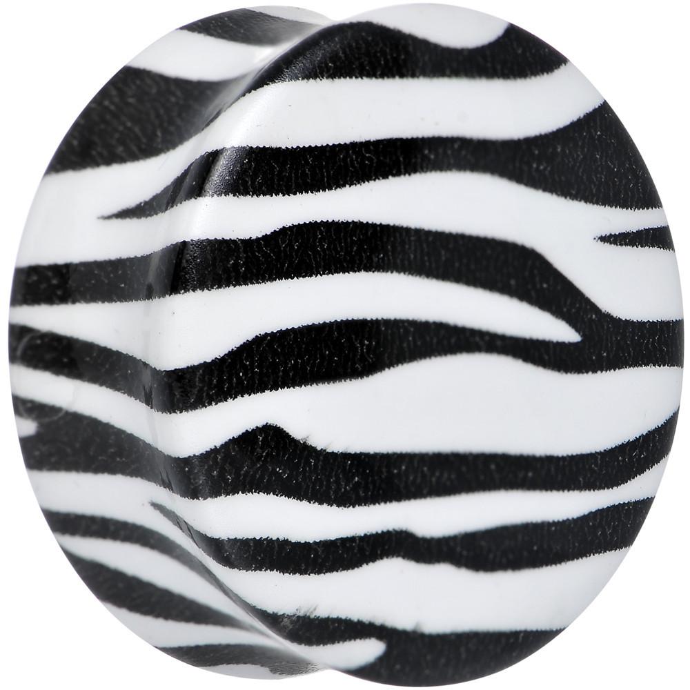 Zebra Print Glow in the Dark Saddle Plug 2 Gauge to 1 Inch