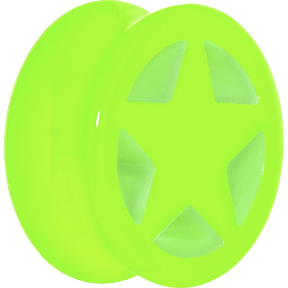 Acrylic Neon Green Star Tunnel Plug 2 Gauge to 20mm