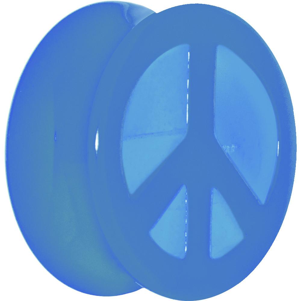 Acrylic Neon Blue Peace Sign Tunnel Plug 2 Gauge to 20mm