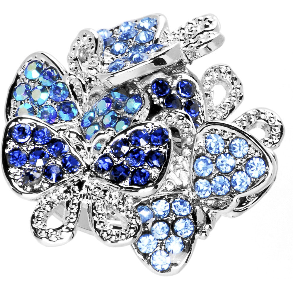 Beautiful Jeweled Cluster Butterfly Adjustable Ring