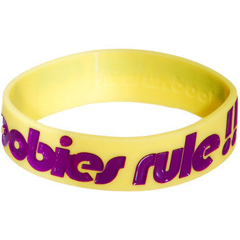 Yellow Purple Boobies Rule Awareness for Breast Cancer Bracelet