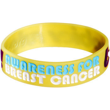 Yellow Purple Boobies Rule Awareness for Breast Cancer Bracelet