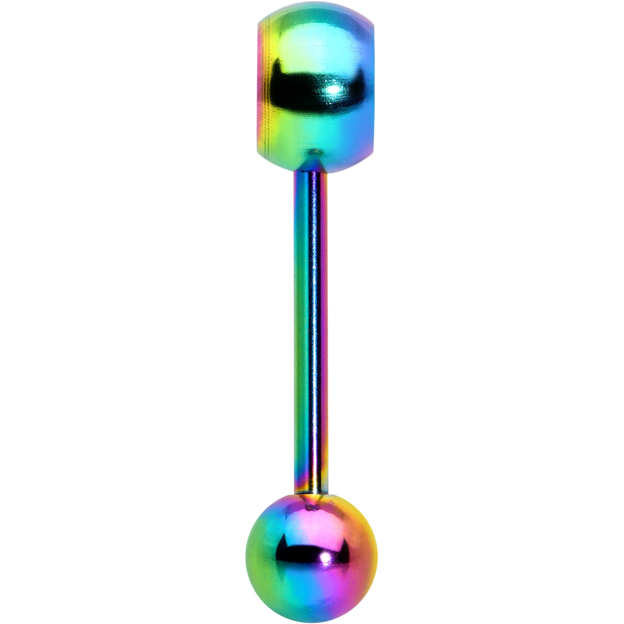 Rainbow Titanium Orbital Barbell Tongue Ring