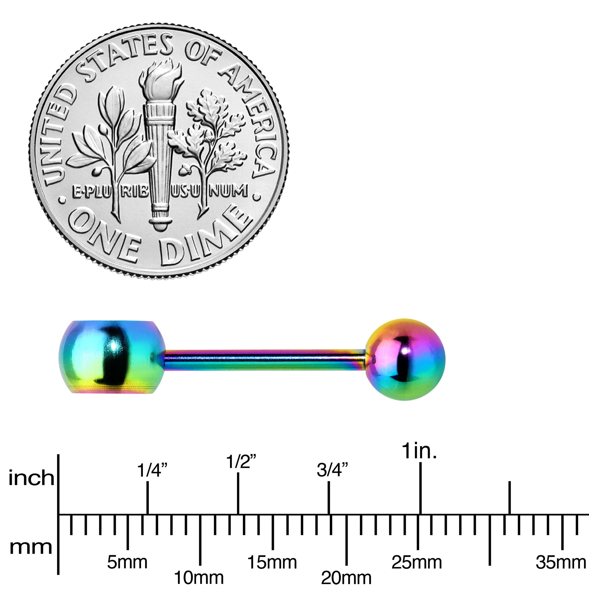 Rainbow Titanium Orbital Barbell Tongue Ring