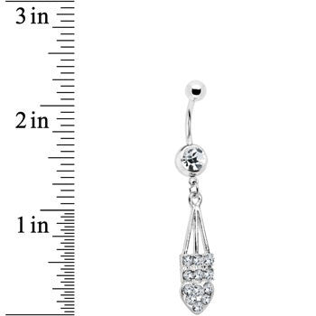 Clear Jeweled Arrow Heart Belly Ring