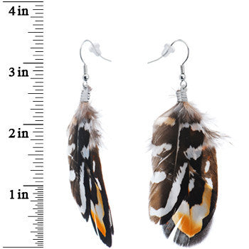 Brown White Essence Feather Earrings