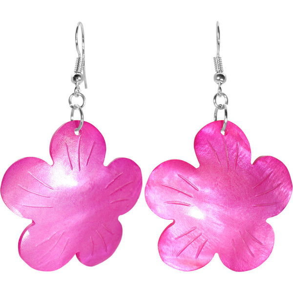 Pink Hammershell Flower Earrings