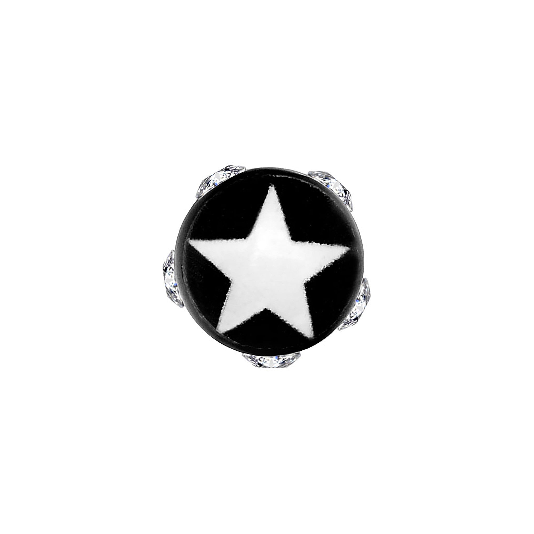 Black White Star Gem Fake Taper Ear Plug