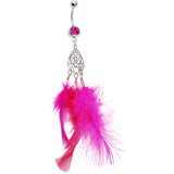 Pink Chic Chandelier Feather Belly Ring