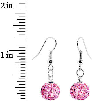 10mm Pink Crystal Ferido Ball Drop Earrings