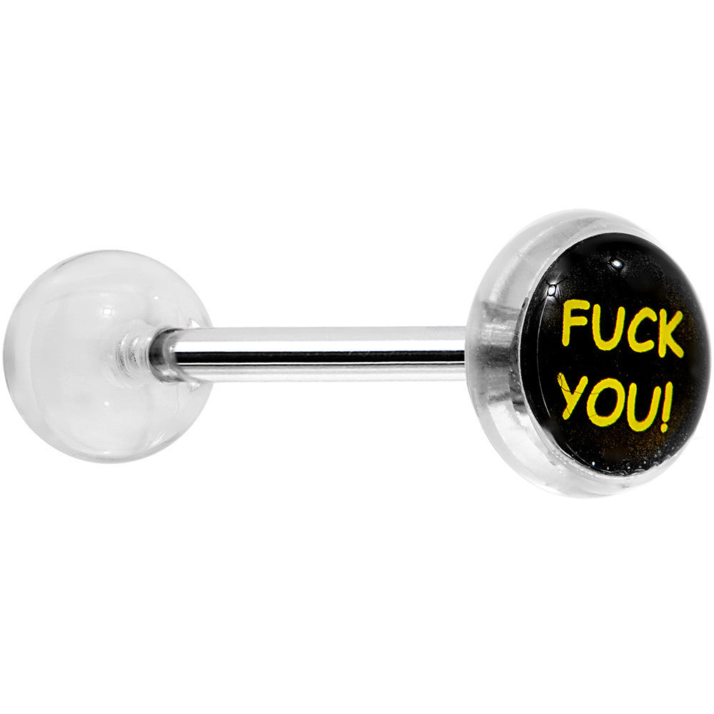 Clear Acrylic F*CK YOU Logo Barbell Tongue Ring