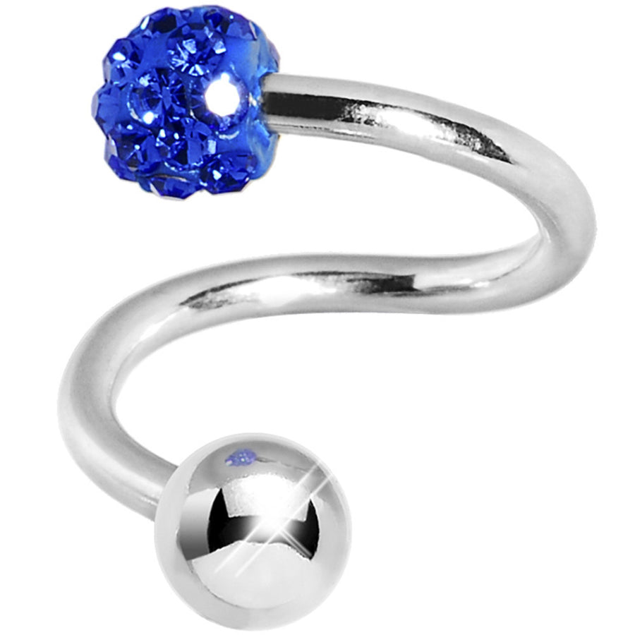 14 Gauge 7/16 Blue Crystal Evolution Spiral Belly Ring