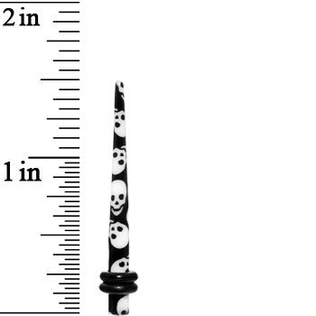 8G Black White Skulls Acrylic Taper