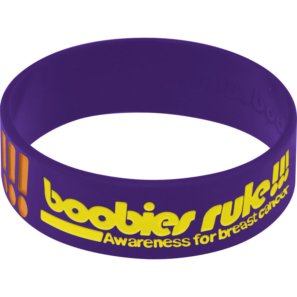 Puprle Yellow Boobies Rock Breast Cancer Bracelet
