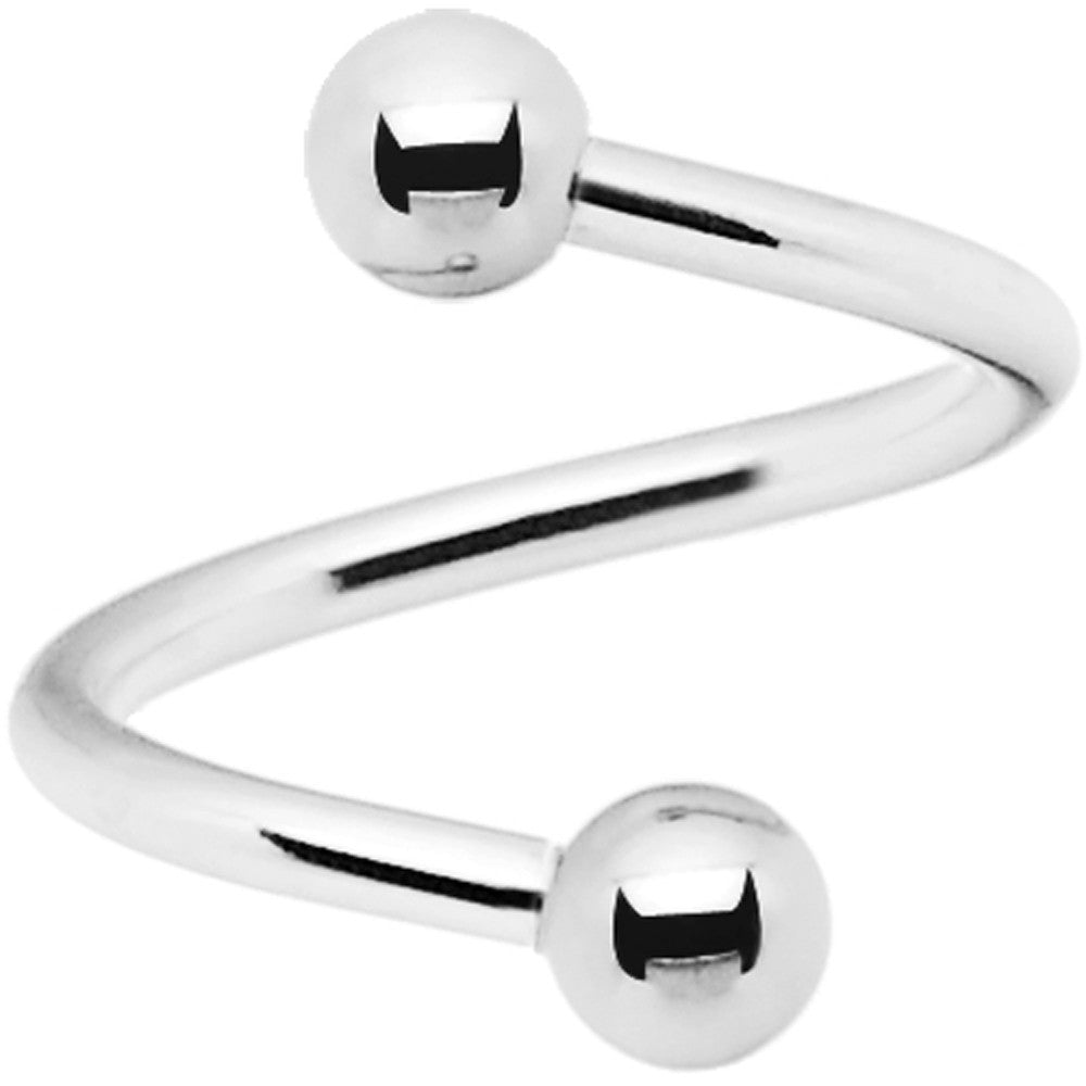 16G Stainless Steel 3mm Ball Spiral Twister Ring - 3/8