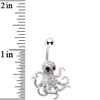 Aurora Gem Encrusted Floating Octopus Belly Button Ring